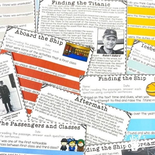 Titanic reading passages are included in a big Titanic Interactive Unit. After reading the passages, the will be able to play a comprehension game to show their understanding!