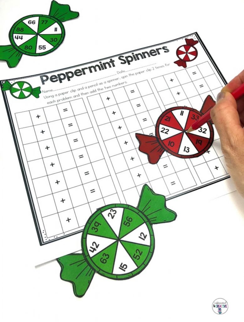 Peppermint Addition and Multiplication Spinners Center is a fun and easy center game for students to practice either adding or multiplying 2 digit numbers. Simply print, laminate and cut out!