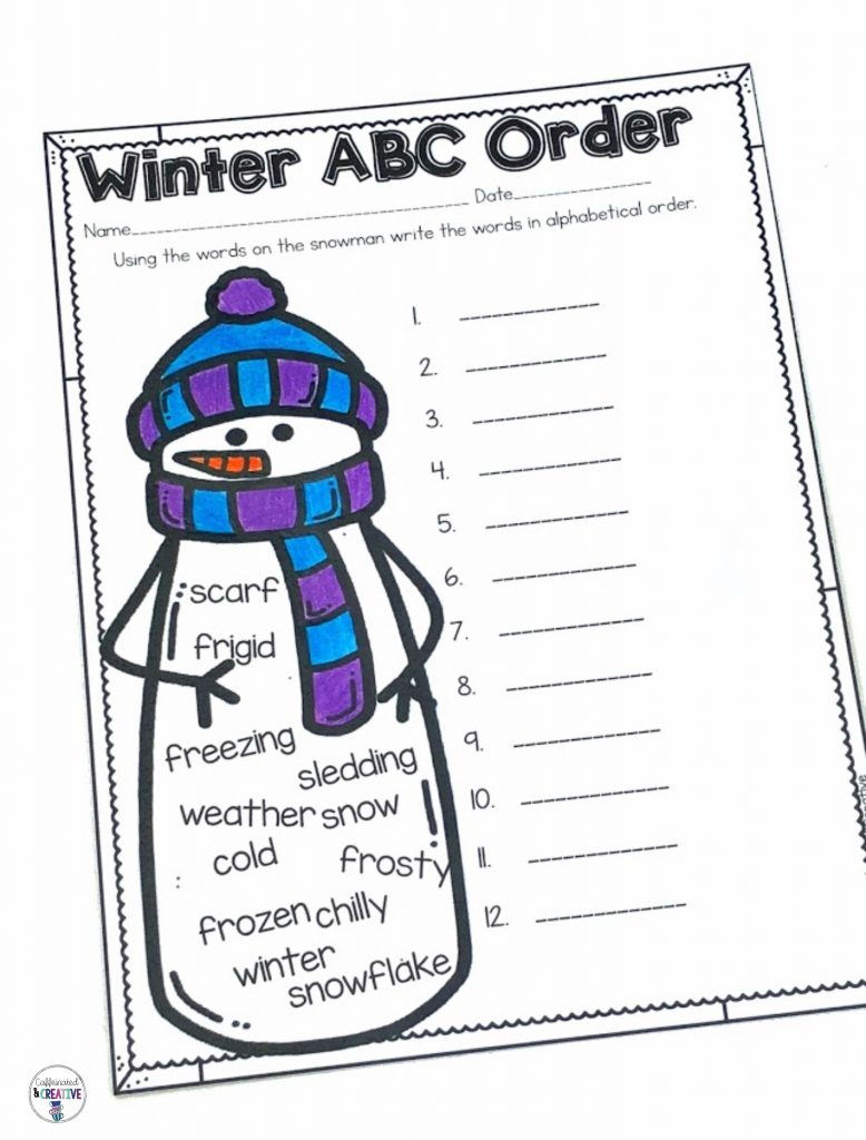 Students can practice putting winter words in alphabetical order with Winter ABC Order. This page is part of a Winter No Prep ELA and Math Unit for Second Grade!