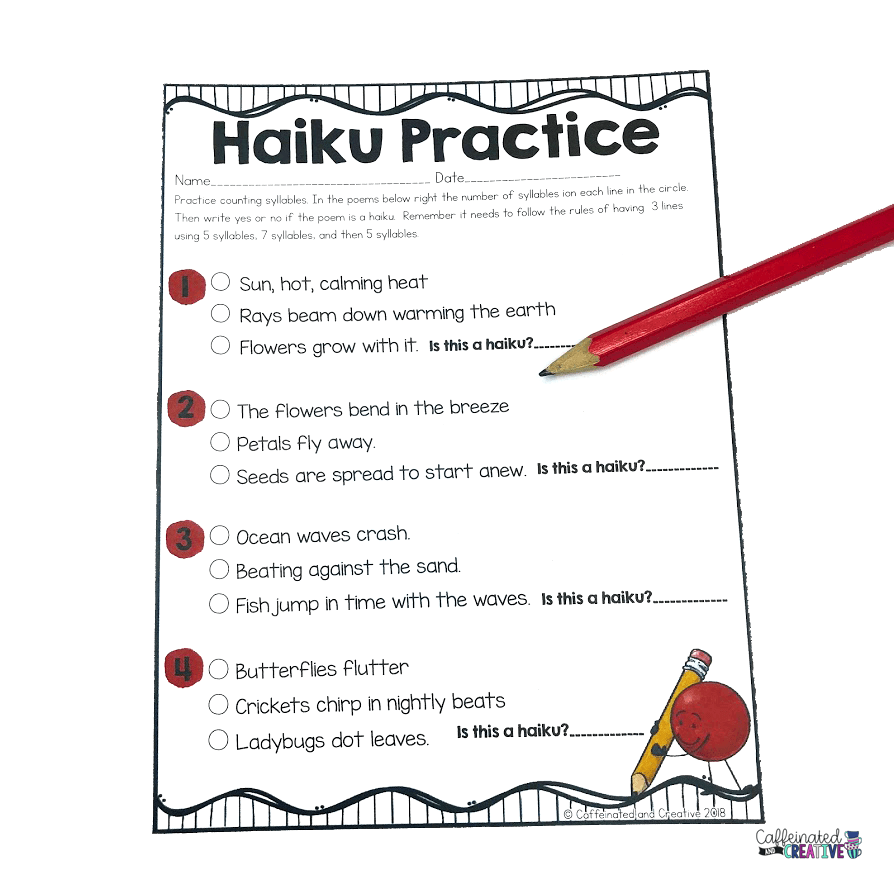Haiku practice using the fall season. Practice counting syllables.