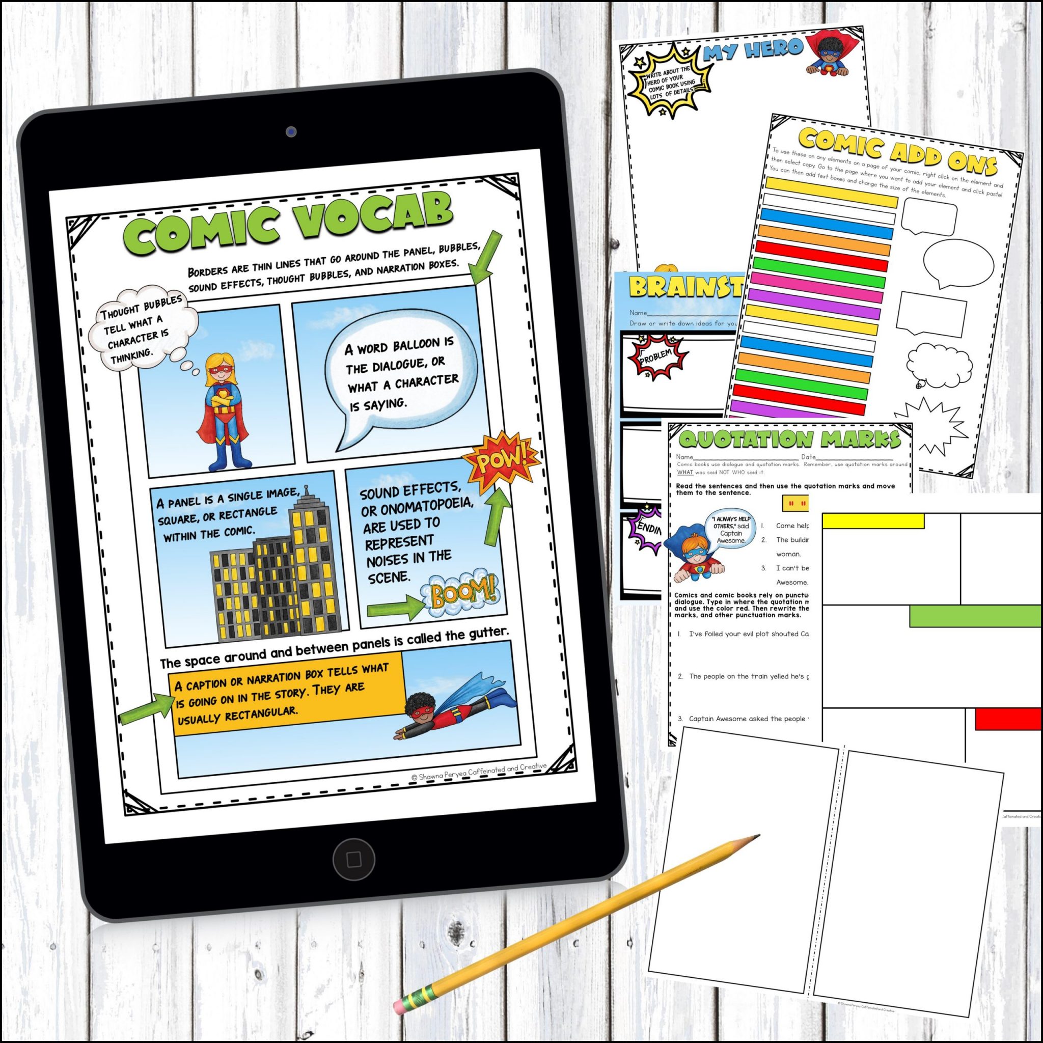 Digital and Printable comic book is a great way for teaching writing with comics!