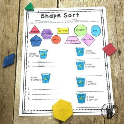 Have students sort shapes by their attributes with Shape Sort! This a is fun math activity for Earth Day!