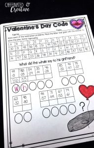 Valentine's Day Code not only gives students practice subtracting two digit numbers, but will also give a good laugh. Part of February Literacy and Math No Prep Bundle for Second Grade.
