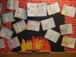 Warm up with a good book bulletin board.