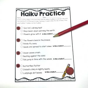 Haiku practice using the fall season. Practice counting syllables.