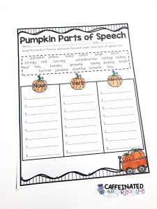Pumpkin parts of speech is a fun activity for students to sort words under their correct part of speech. Perfect for fall, Halloween, or Thanksgiving!