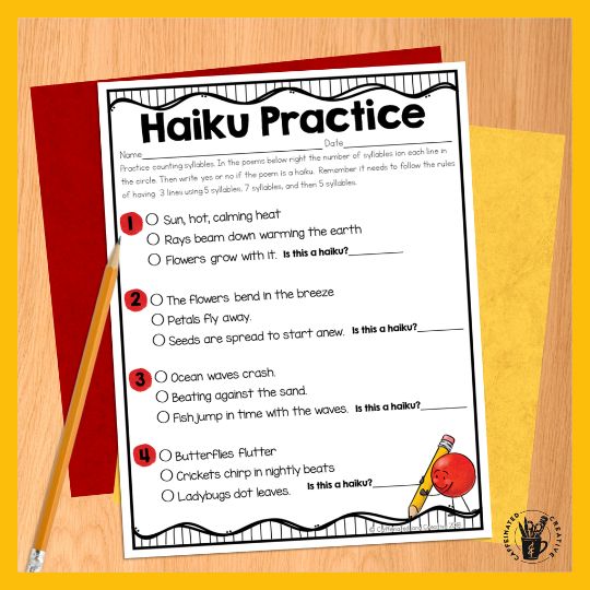 Haiku practice using the fall season. Practice counting syllables.