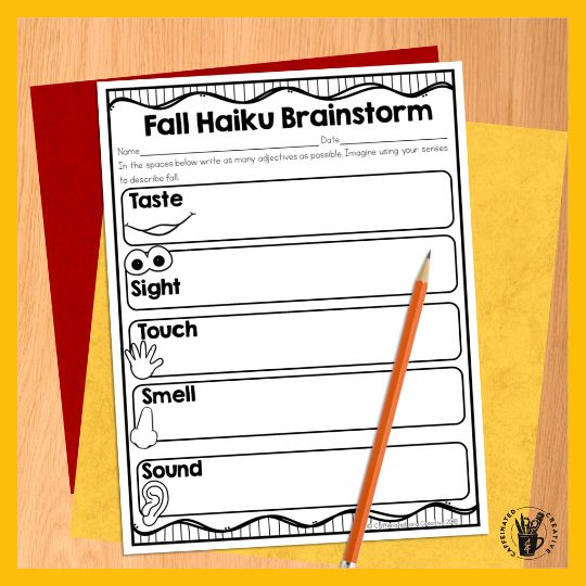 Brainstorming fall haiku! Great for adjective practice!