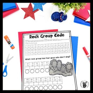 Rock group code is a fun way for students to practice two digit subtraction. By solving the problems they will solve the riddle!
