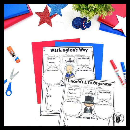 Using these graphic organizers, students will research George Washington and Abraham Lincoln. Get these and more math and ELA worksheets/activities for President's Day in a President's Day No Prep and Digital Unit!