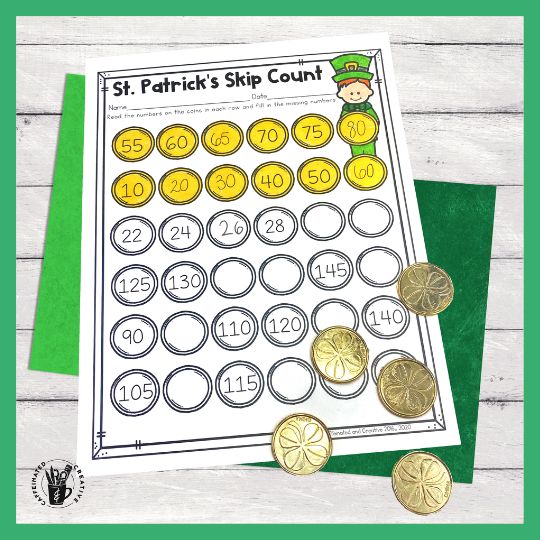 No luck needed here! Students will practice skip counting with this fun printable. Perfect for celebrating St. Patrick's Day! This is part of a Spring Digital & Printable Math and ELA Activities Bundle for 2nd Grade that is full of ELA and math activities for the entire season! This unit covers spring, St. Patrick’s Day, Easter, Earth Day, and Cinco de Mayo! This bundle is meant to be a time-saver for teachers! Simply print or assign the digital Google slides for homework, morning work, review, sub plans, and more!
