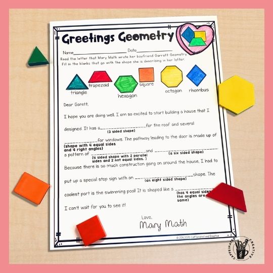 Do you need fun Valentine’s Day activity ideas ?! Have students practice describing a shapes attributes with this fun math activity for celebrating Valentine's Day. Get even more Valentine's Day activity ideas for celebrating in the classroom!