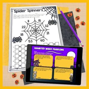 This Digital AND Printable Halloween unit is full of literacy and Math Halloween activities for second grade! Halloween week can be not only fun but educational! With 40 Halloween-themed activities, your students will have fun during this crazy sugar-coated holiday all while still learning! Cover concepts such as parts of speech, two-digit addition, sentence fragments, creative writing, word problems and much more! Perfect for distance learning! Just either print or assign slides! Comes with hands on centers as well!