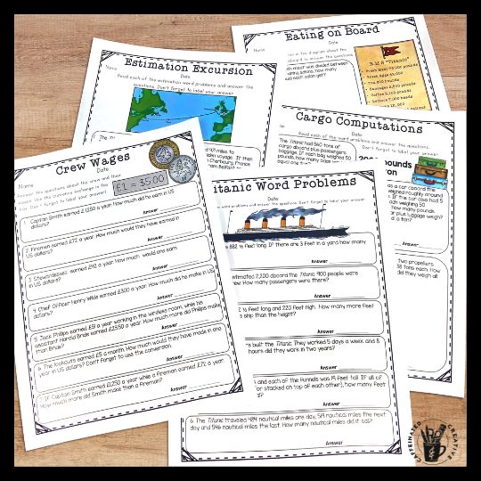 Integrate math while teaching students about the Titanic easily using facts for the actual ship. This is part of an Interactive Titanic Unit. 
