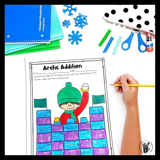 Students will have fun solving two digit addittion problems and then coloring the picture according to code if the answer is even or odd. Perfect winter math activity for review. This is part of a Digital and Printable Winter Math and ELA Activities bundle for second grade. Perfect for the winter months when you need a quick and easy winter activity! Perfect for morning work, homework, test prep, review, early finishers, sub plans, and more! All you need to do is print or assign slides!
