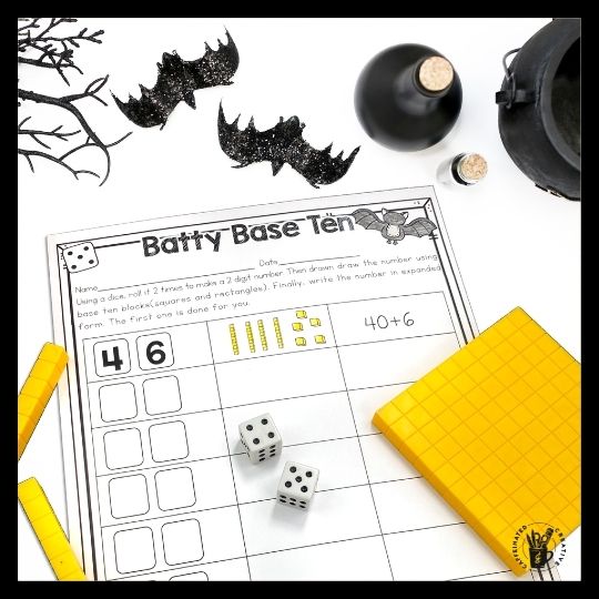 Students will have a fun time this Halloween by using Batty Base Ten. After rolling a dice two times, they draw the base ten blocks then write the number in expanded form. 