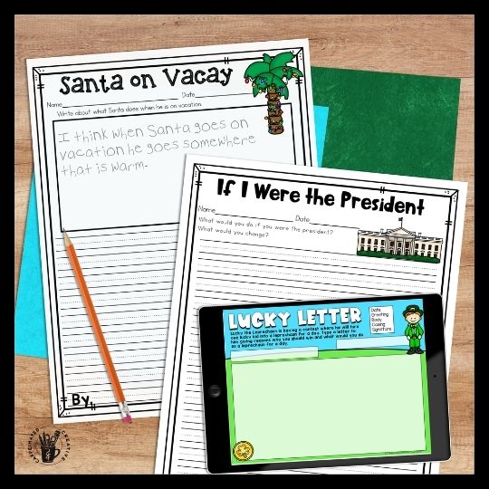 Are you tired of having to hunt and peck every holiday for a fun writing activity? Look no further! This Writing Prompts NO PREP and Digital Bundle includes tons of writing prompts for a variety of holidays. The best part? This bundle has 31 NO PREP printable pages and 25 digital slide options! Either just print or assign! Writing is great for morning work, homework, early finishers, and even last-minute substitute plans! Touch on narrative, opinion, descriptive, and creative writing!