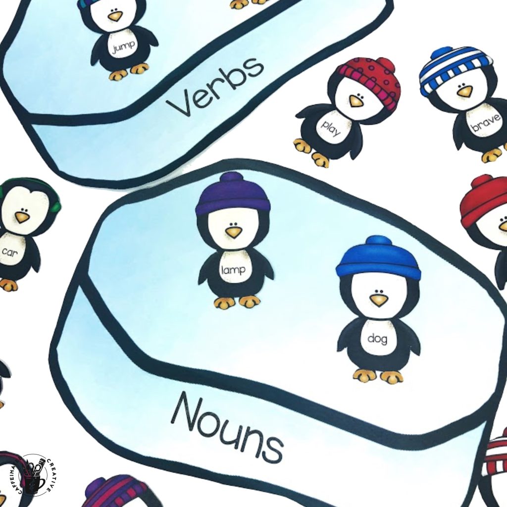 Parts of Speech Penguins Center is a fun and interactive way for students to practice matching words with the correct part of speech. This center comes with 80 different penguins that students will match to the correct ice patch! Covers nouns, verbs, adjectives and adverbs.