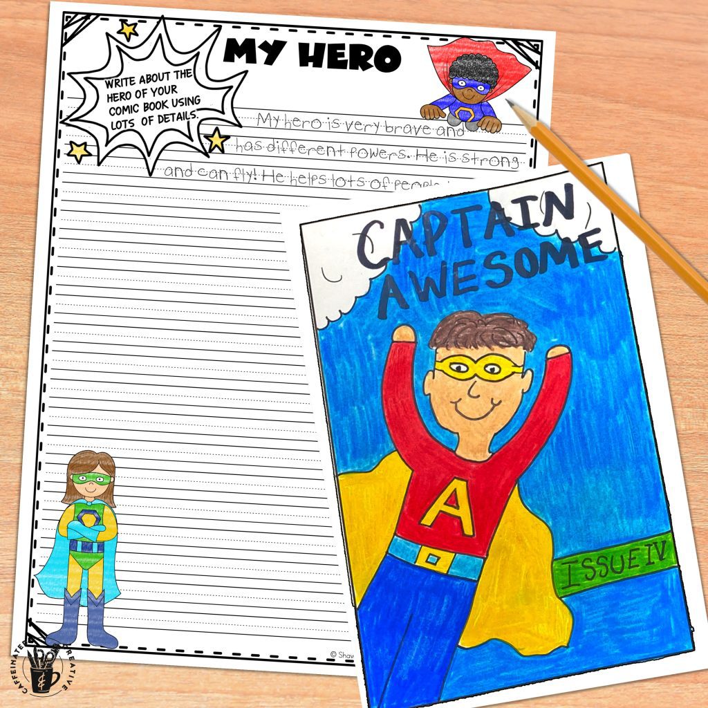 Are you looking to engage your reluctant writers and also have fun teaching the writing process? With this Comic Book Writing Lesson, your students will go through the writing process, from brainstorming to eventually creating a comic, all while having fun! Cover characterization, setting, adjectives, quotation marks, and dialogue, plus much more with a fun writing lesson perfect for multiple grades!