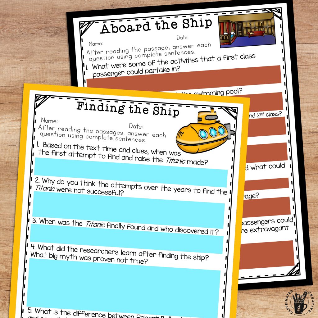 Titanic reading passages are included in a big Titanic Interactive Unit. After reading the passages, the will be able to play a comprehension game to show their understanding!