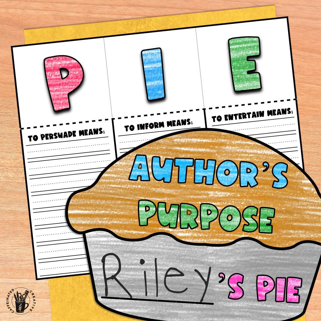 Teaching kids how to find the author's purpose doesn't have to be difficult! With this easy to prep craft, students will display their understanding of what an author's purpose is by using P.I.E. Persuade, Inform, Entertain! They can either create a flip book or a flat display. This can also be used as a display in a writing center! Great for any time of the year, but especially around Pi Day and Thanksgiving.