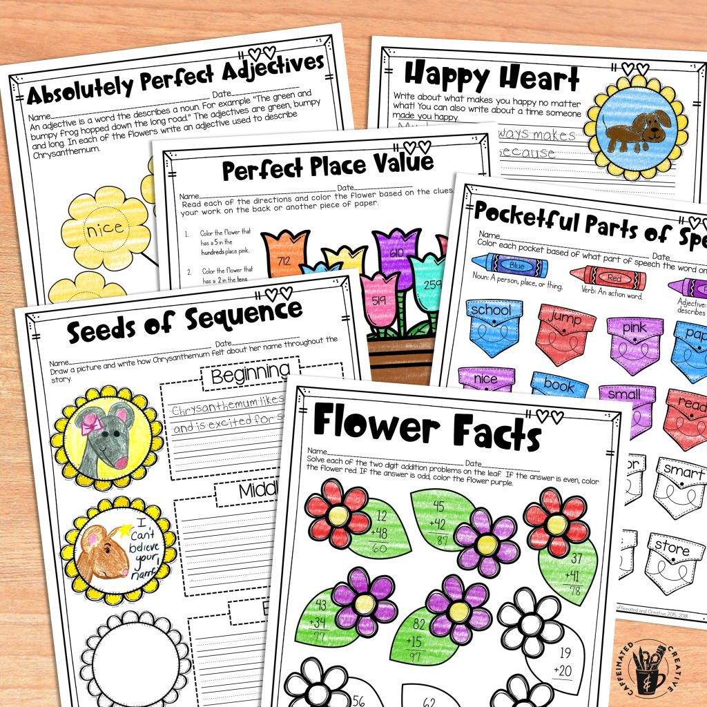 This Chrysanthemum unit is perfect for back to school or anytime of the year! Includes several writing crafts, math and literacy Chrysanthemum themed printables suitable for second or third graders. Teach kindness, name appreciation, two digit addition, graphing, sequencing, and so much more with this Chrysanthemum unit!