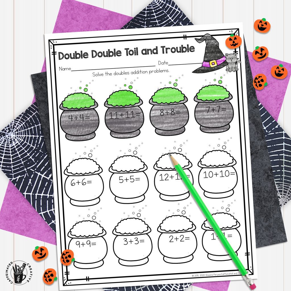 Teaching students how to add doubles is fun with Double Double Toil and Trouble. Your 2nd-grade students will be pros in no time! Perfect for a Halloween activity!