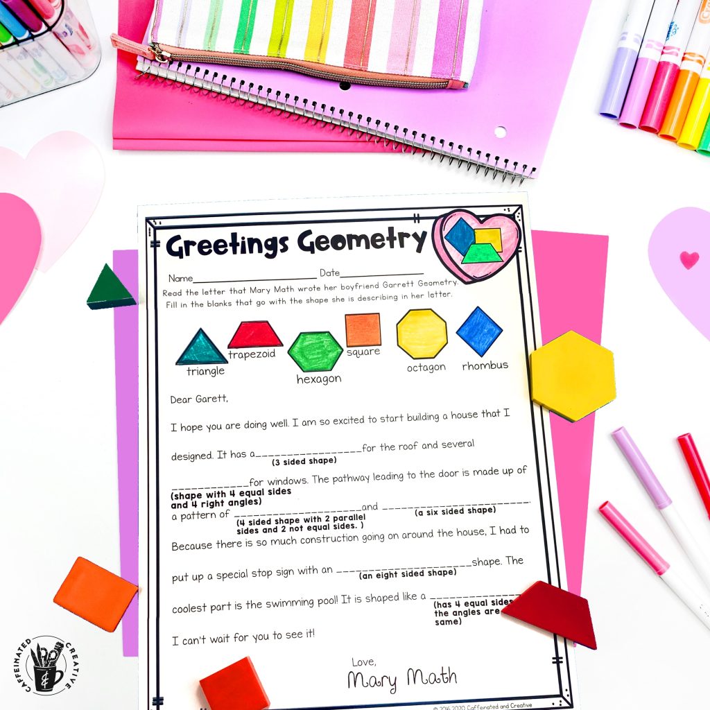 Do you need fun Valentine’s Day activity ideas ?! Have students practice describing a shapes attributes with this fun math activity for celebrating Valentine's Day. Get even more Valentine's Day activity ideas for celebrating in the classroom!