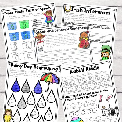 Spring has sprung! Are you looking for spring activities/worksheets that will get you through the entire spring season? This Spring Literacy and Math unit is packed full of This bundle is full of digital and printable literacy and math activities that cover tons of concepts including parts of speech, time, blends, complete sentences, two-digit addition, reading comprehension, and much more!