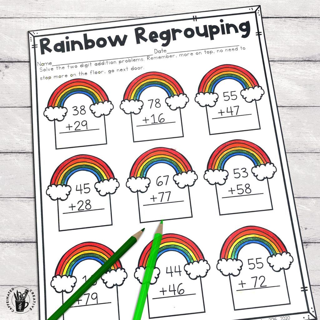 Somewhere over the rainbow, students will master regrouping. With Rainbow Regrouping this concept can be practiced even more! Perfect for a St. Patrick's Day math activity!