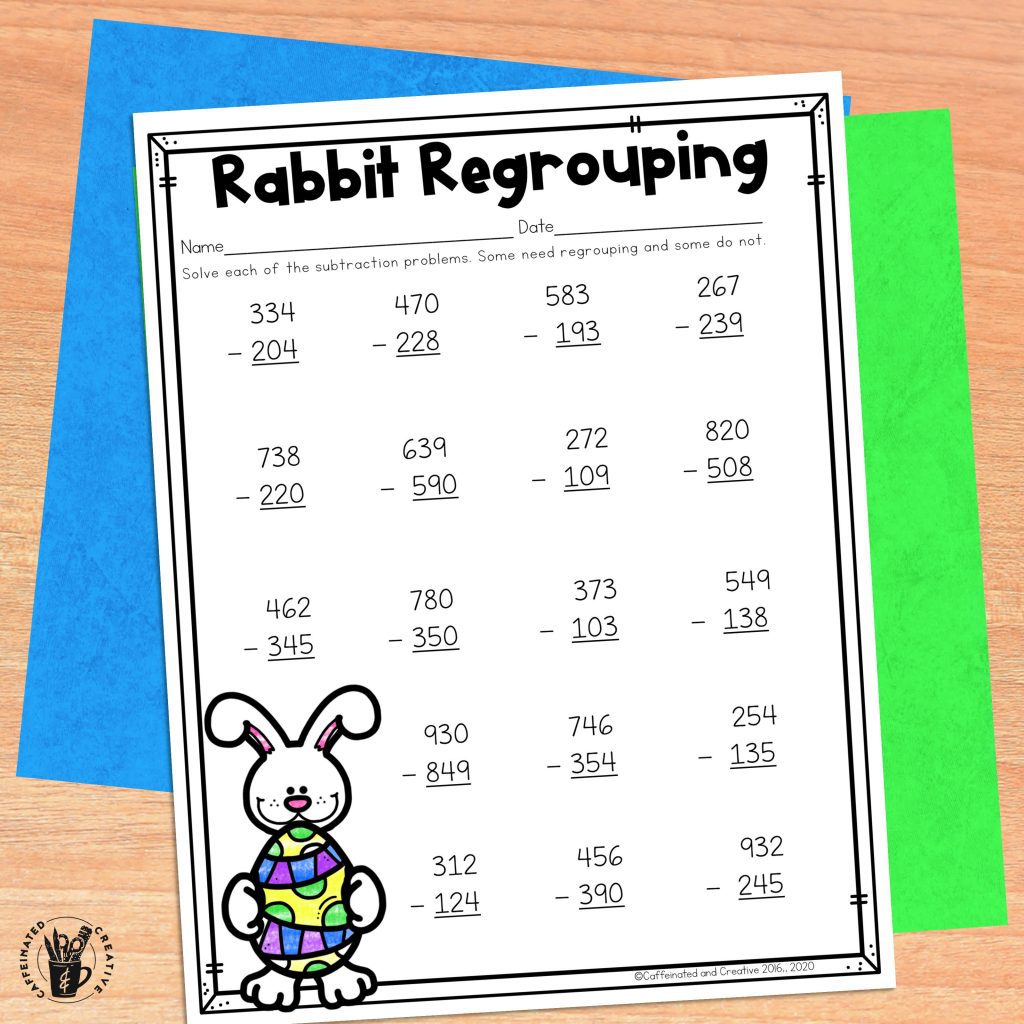 In second grade students start to learn that lovely little math standard that I know to be called regrouping (it may have changed since I was in the classroom). With Rabbit Regrouping students will practice their subtracting skills that involve regrouping.