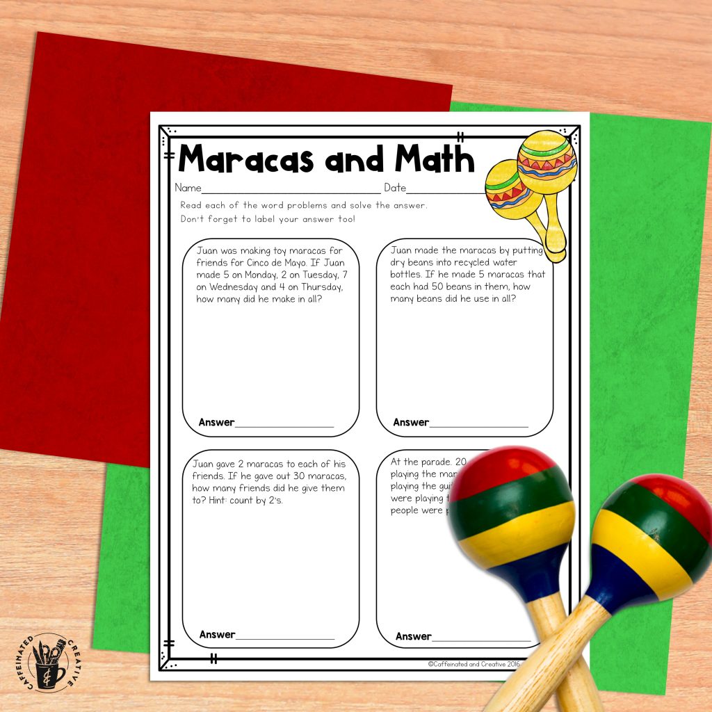 Students will be able to have fun solving word problems with Maracas and Math. Great for Cinco de Mayo!