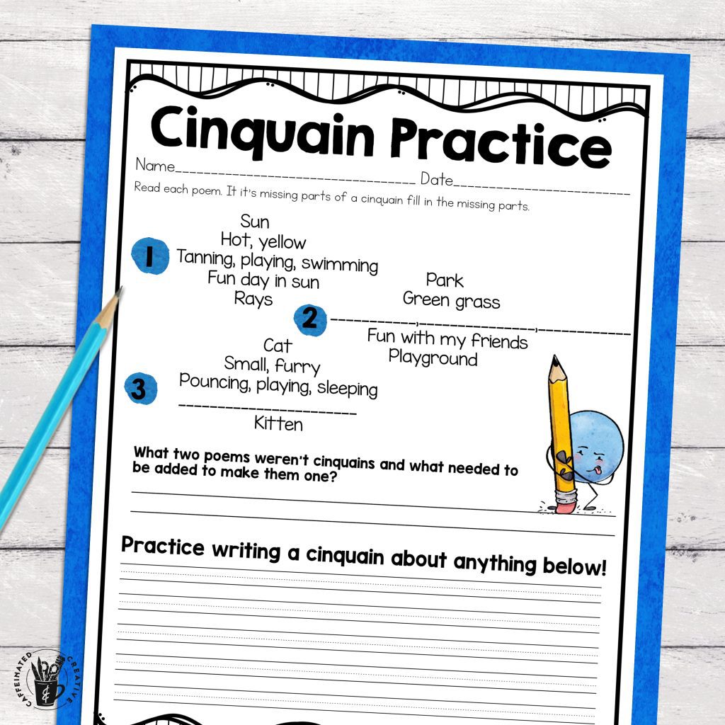 Winter Cinquain Writing Unit and Display includes everything you need for teaching cinquains and creating a winter-themed display. Teach students all about cinquains with this mini-unit. Students will learn about cinquain, practice writing a cinquain by following the pattern, and then go through the writing process to create a winter-themed cinquain. Displaying your student's cinquains is easy! There are 20+ templates to create a winter-themed bulletin board!