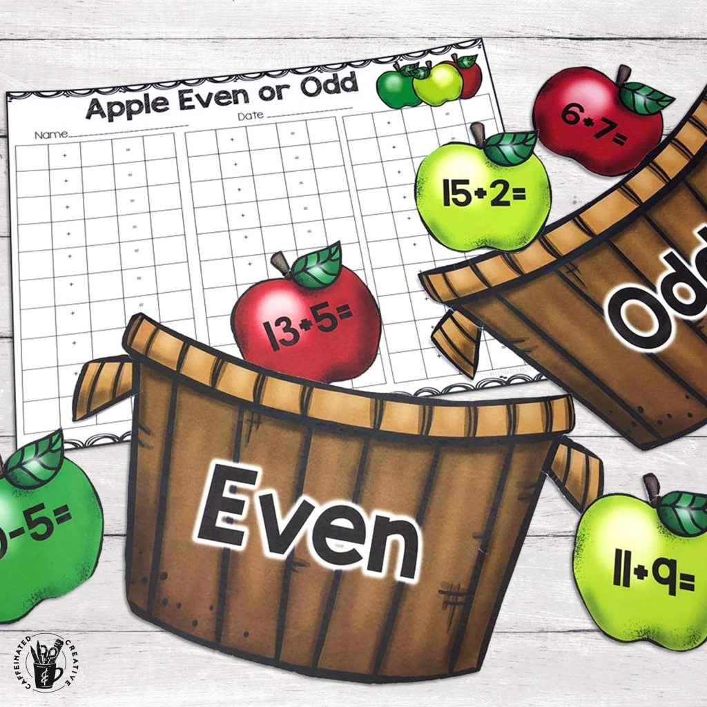 Apple Even and Odd is a center for students to practice adding and subtracting and then sorting the answer by even and odd. This center comes with 2 "baskets" and 72 apples. This a great math center for fall, back to school, apple units, Johnny Appleseed, and more!