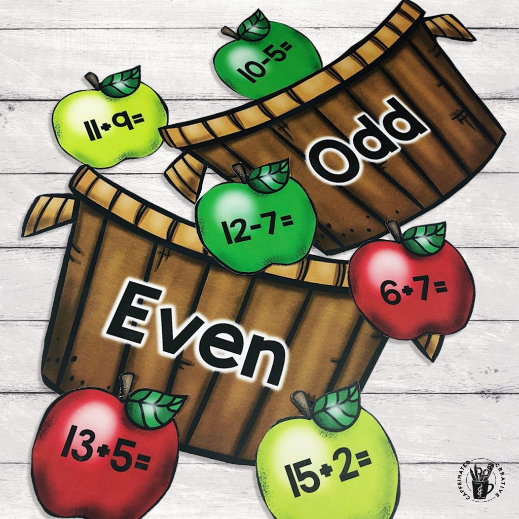 Apple Even and Odd is a center for students to practice adding and subtracting and then sorting the answer by even and odd. This center comes with 2 "baskets" and 72 apples. This a great math center for fall, back to school, apple units, Johnny Appleseed, and more!