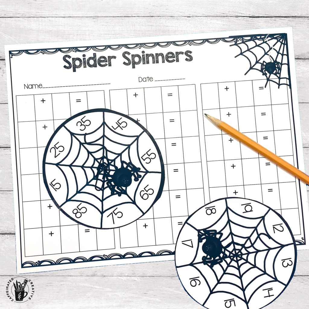 Spider Spinners is a fun and quick game for students to practice their 2 digit addition. This comes with 8 different spinners and a recording sheet! This was made for second graders in mind but can be also used for older grades as there is a multiplication recording sheet as well! Perfect for Halloween or even insect units!