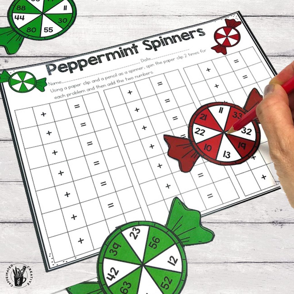 Peppermint Addition and Multiplication Spinners Center is a fun and easy center game for students to practice either adding or multiplying 2 digit numbers. Simply print, laminate and cut out!