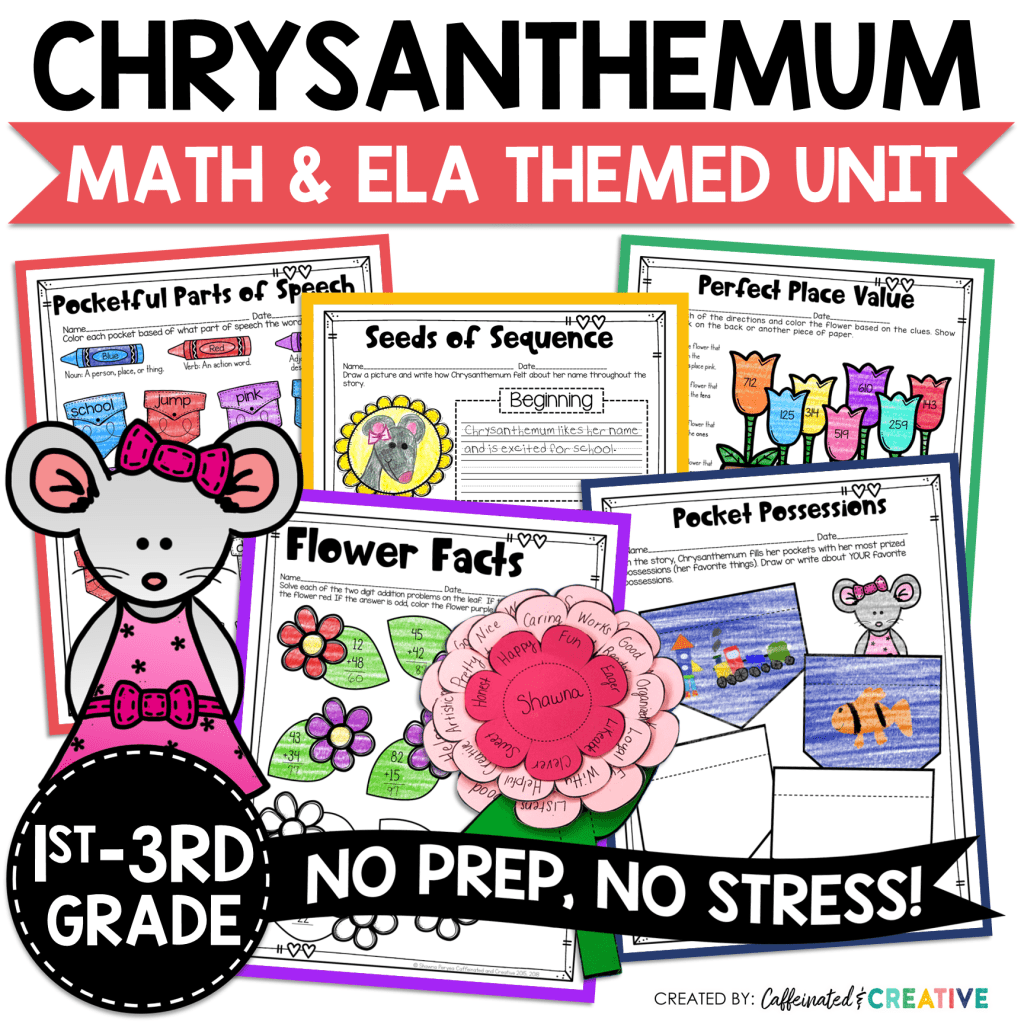 Chrysanthemum Math and ELA Activities for Back to School