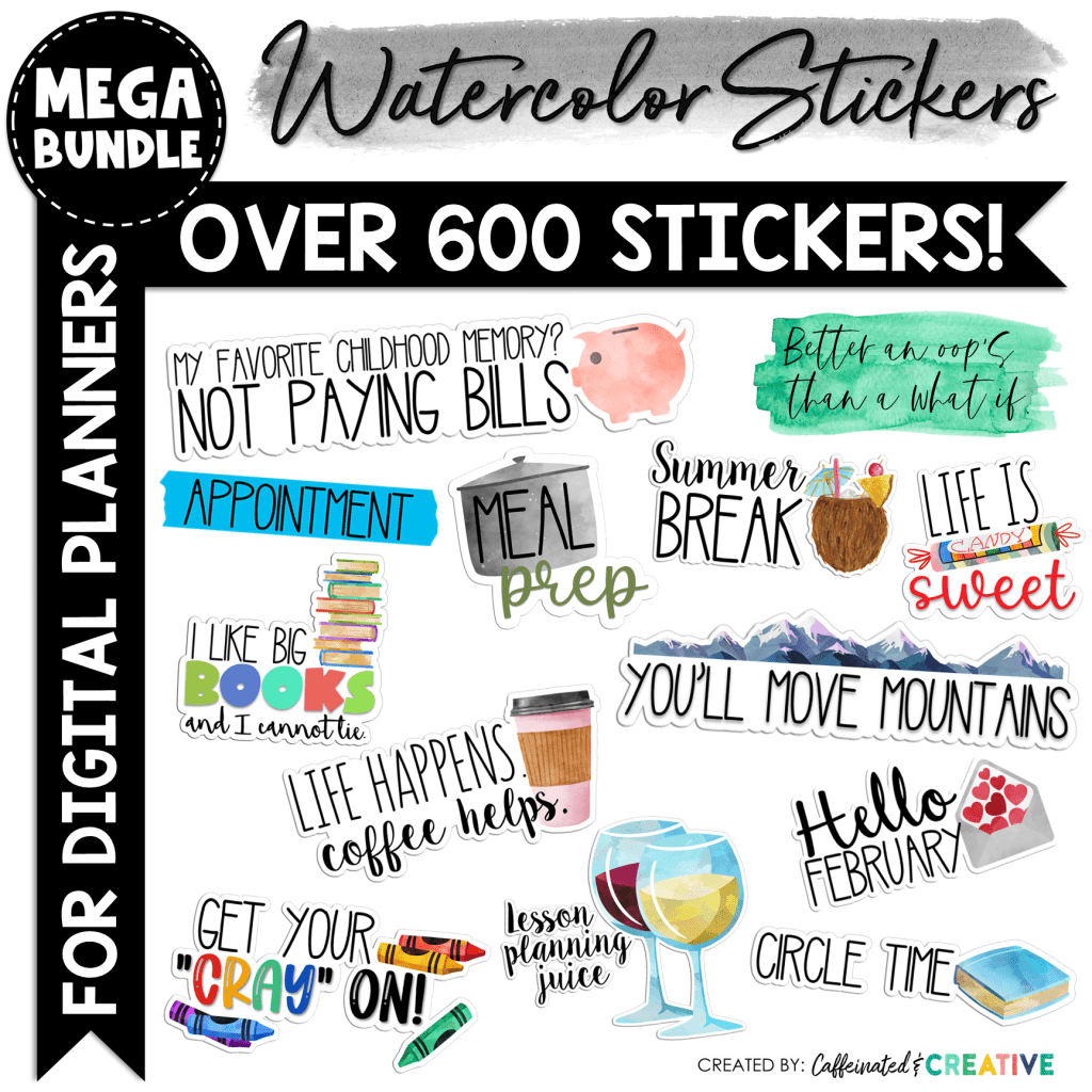 Digital stickers for teacher and life planners.