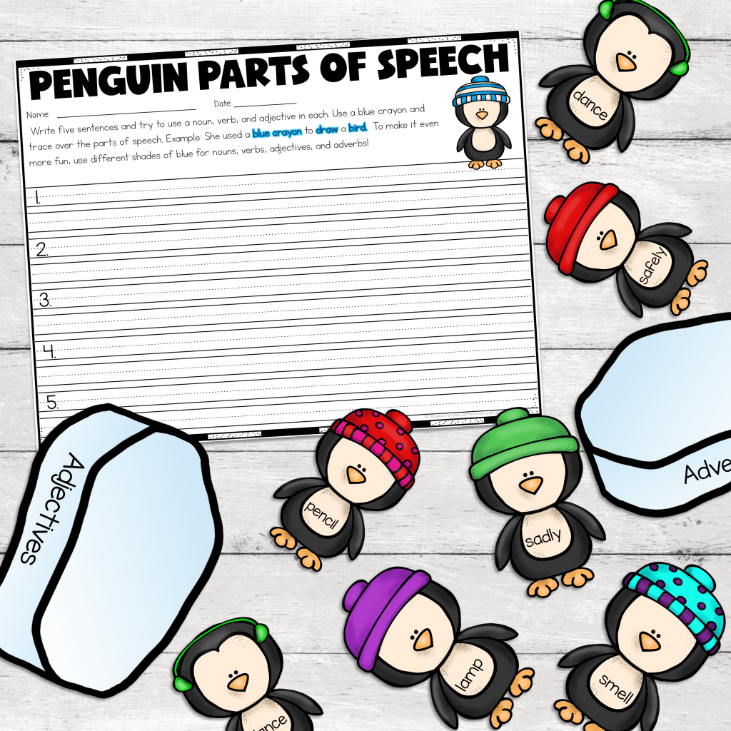 Are you looking for a cute way for students to practice parts of speech during winter? Parts of Speech Penguins Center is a fun and interactive way for students to practice matching words with the correct part of speech. This center comes with 80 different penguins that students will match to the correct ice patch! Covers nouns, verbs, adjectives, and adverbs.